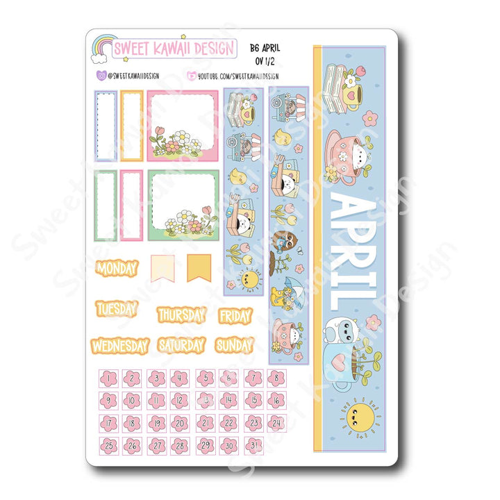 April 2026 Monthly Overview Stickers - B6 (Aura Estelle)