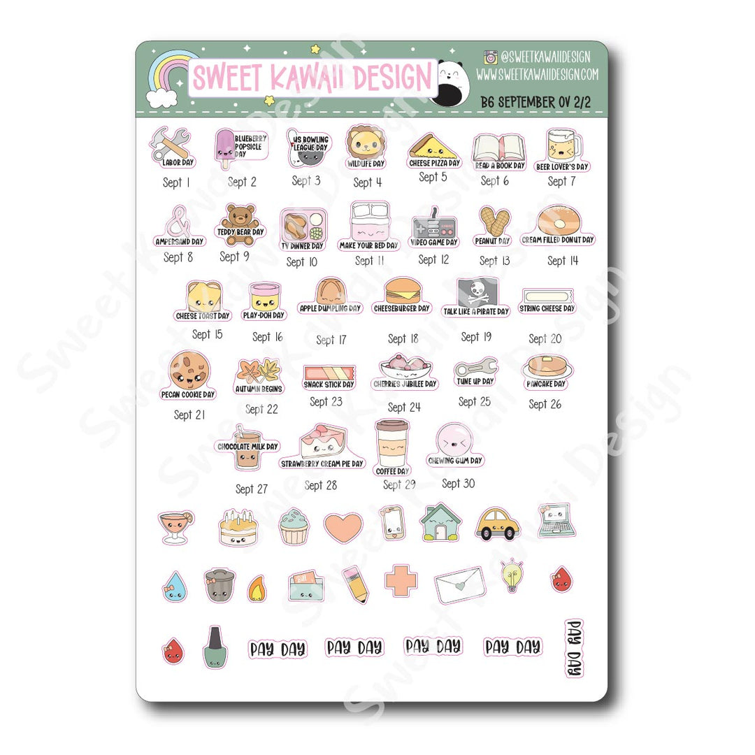 September 2025 Monthly Overview Stickers - B6 (Aura Estelle/Annie Plans)