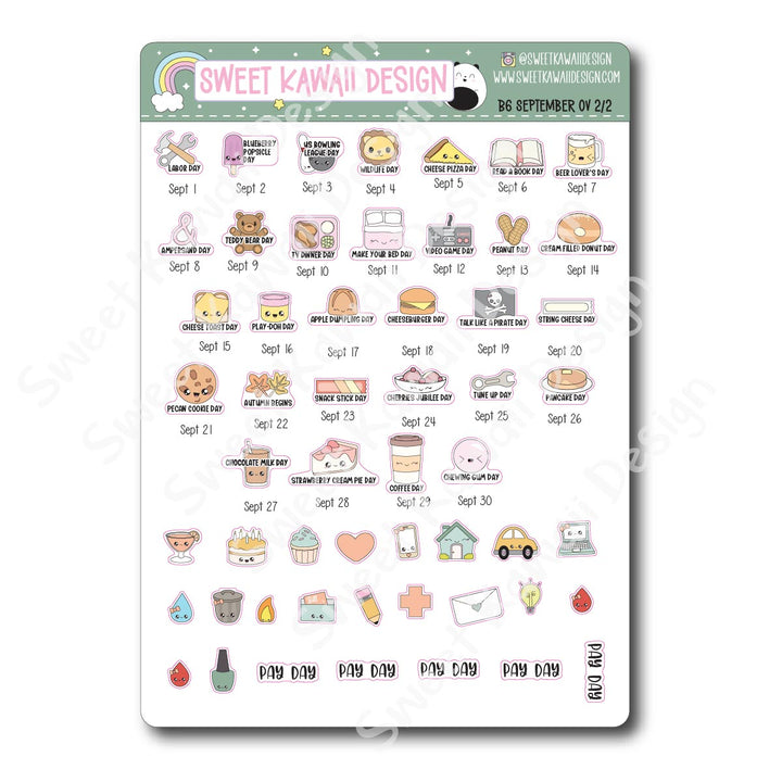 September 2025 Monthly Overview Stickers - B6 (Aura Estelle/Annie Plans)