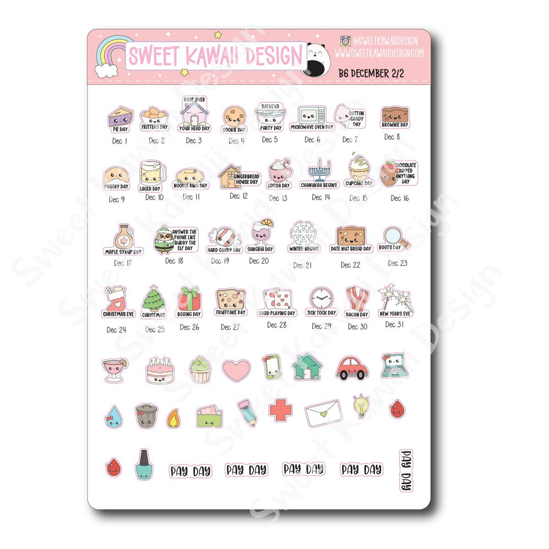 December 2025 Monthly Overview Stickers - B6 (Aura Estelle/Annie Plans)