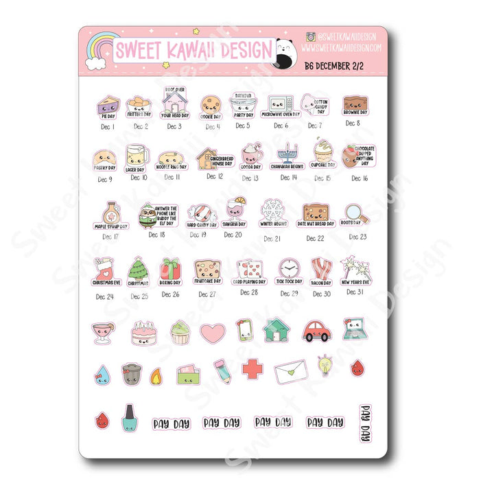 December 2025 Monthly Overview Stickers - B6 (Aura Estelle/Annie Plans)