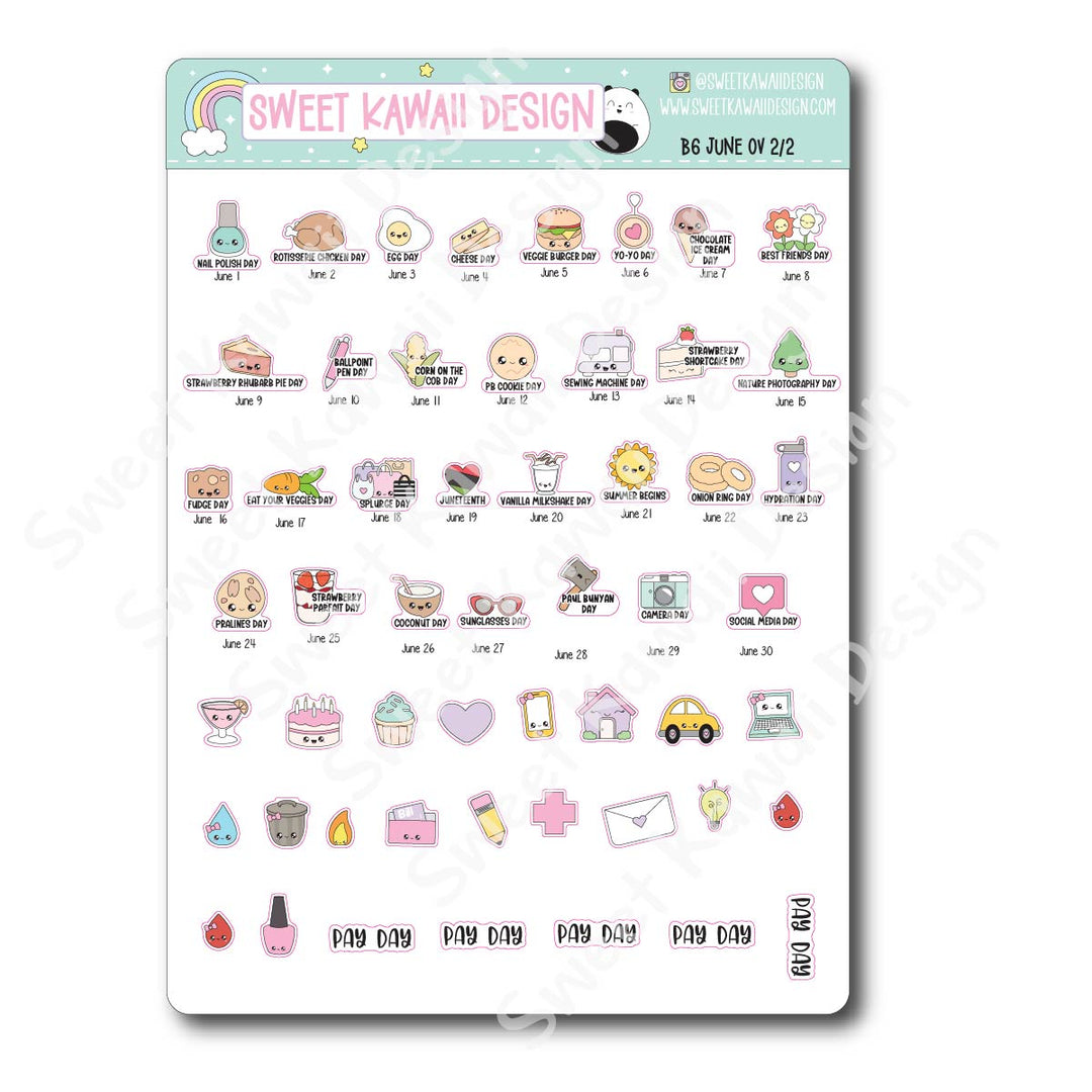 June 2026 Monthly Overview Stickers - B6 (Aura Estelle)