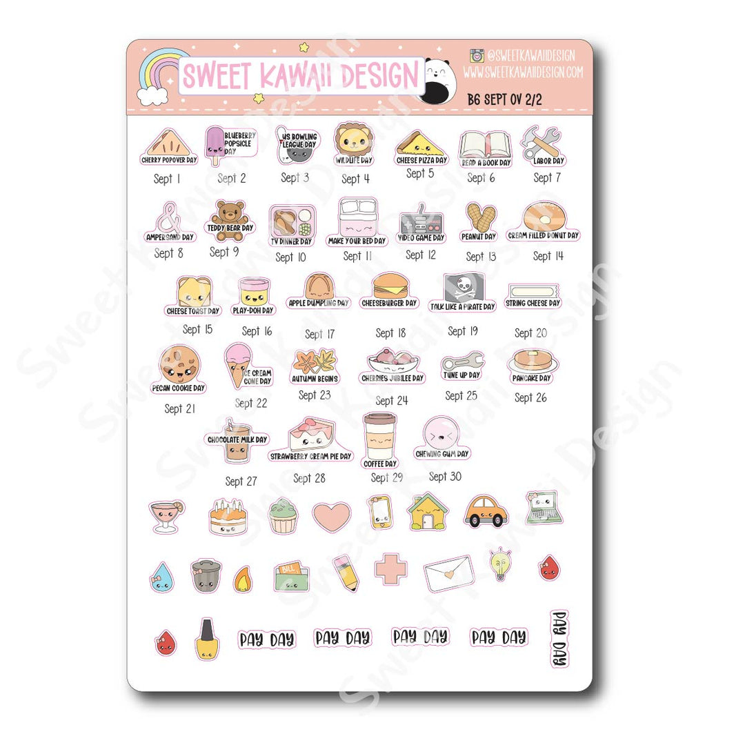 September  2026 Monthly Overview Stickers - B6 (Aura Estelle)