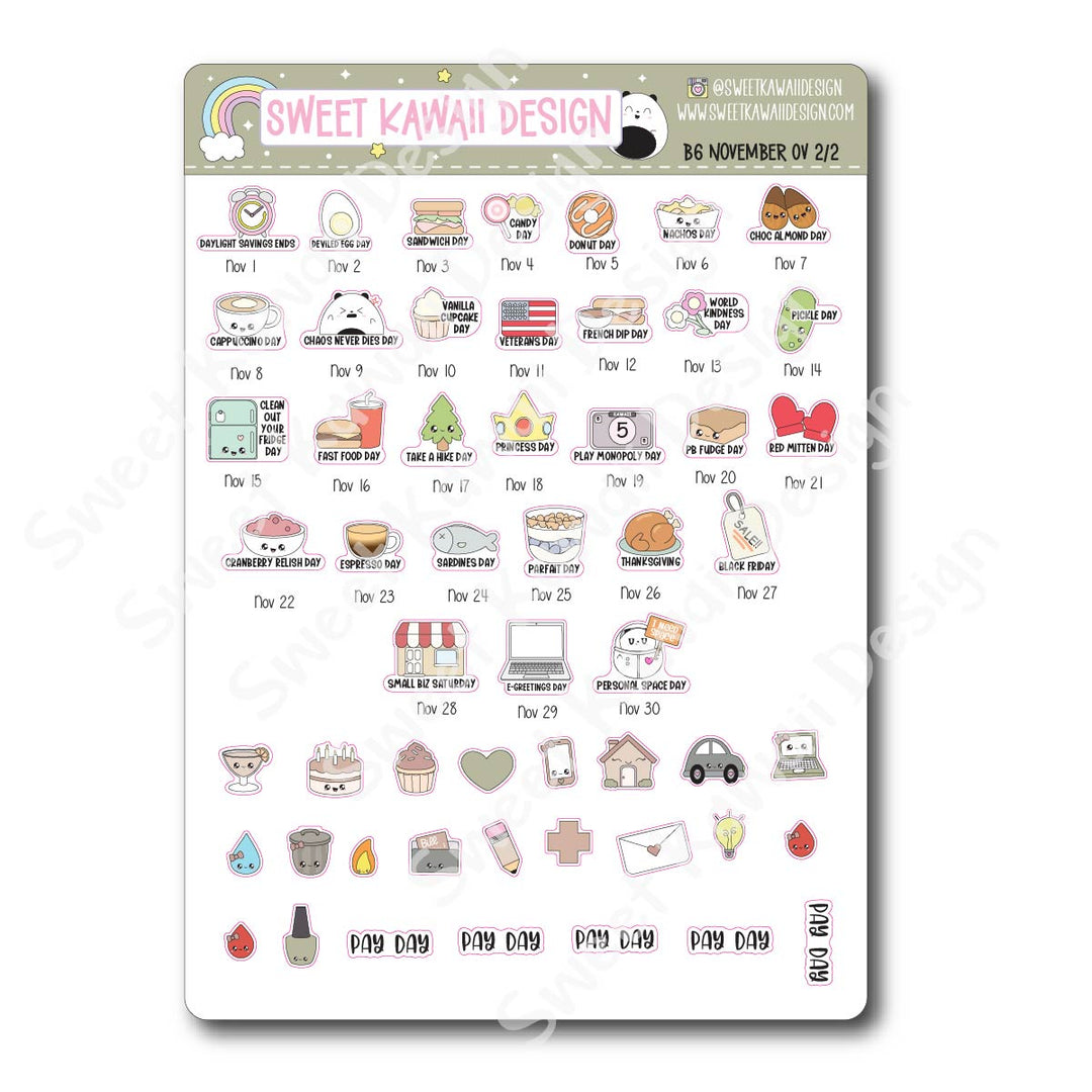 November 2026 Monthly Overview Stickers - B6 (Aura Estelle)