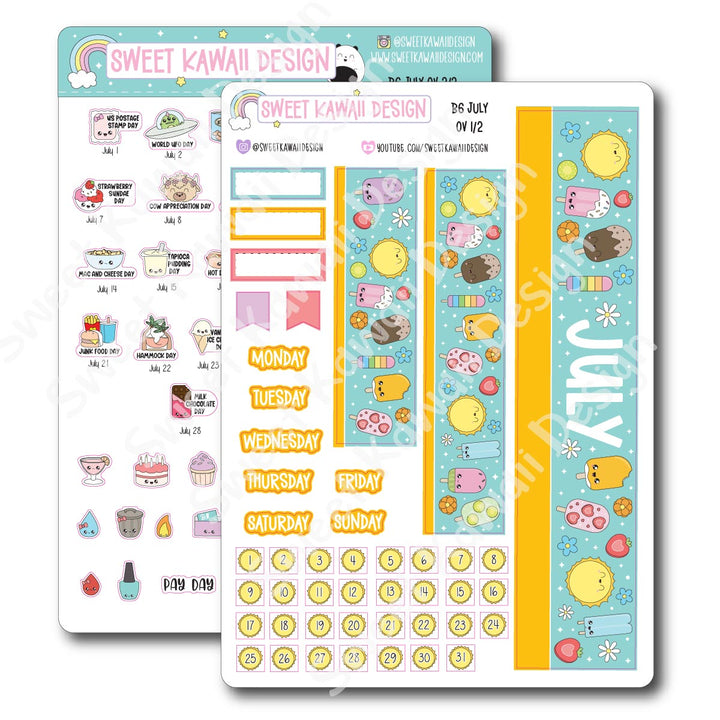 July 2025 Monthly Overview Stickers - B6 (Aura Estelle/Annie Plans)
