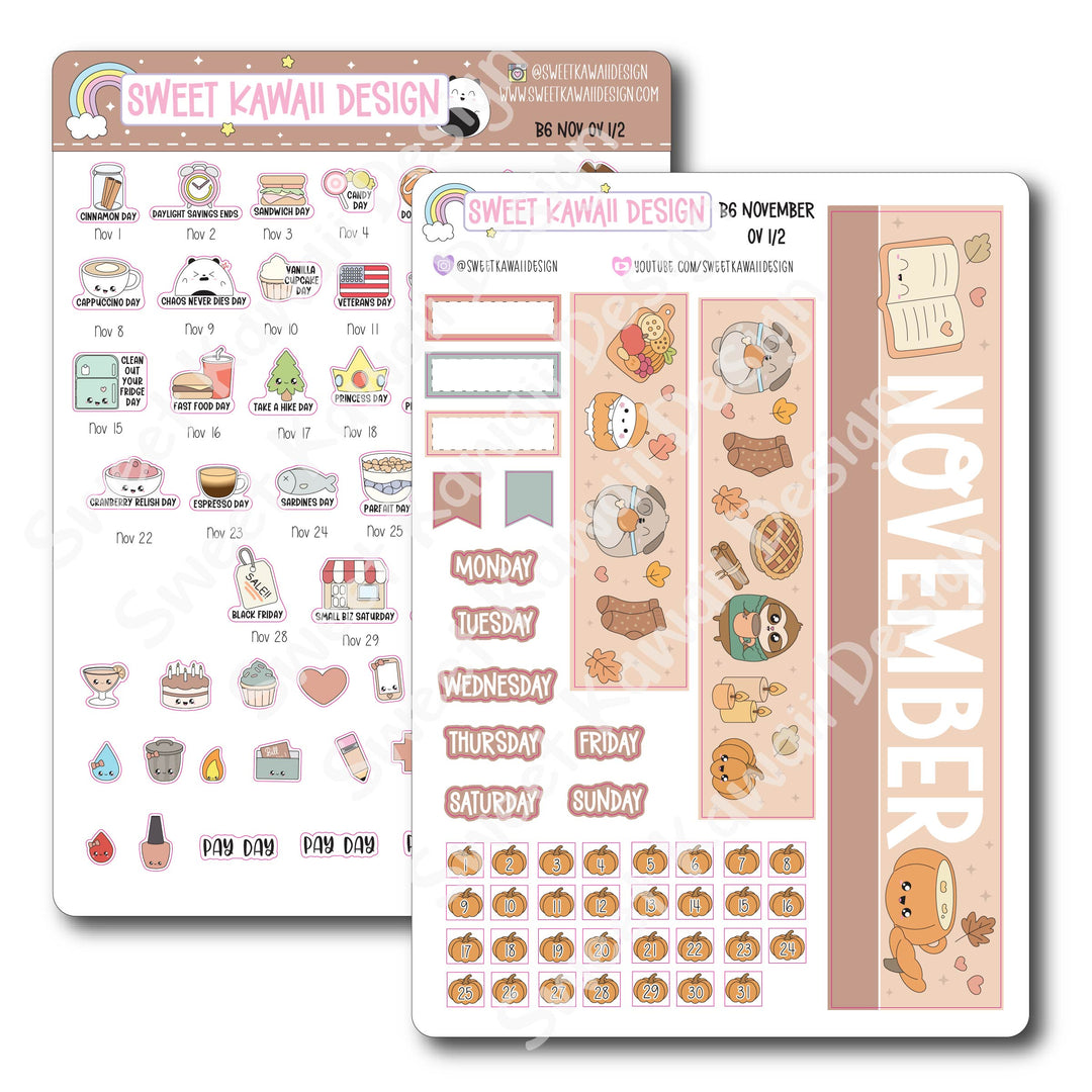 November 2025 Monthly Overview Stickers - B6 (Aura Estelle/Annie Plans)