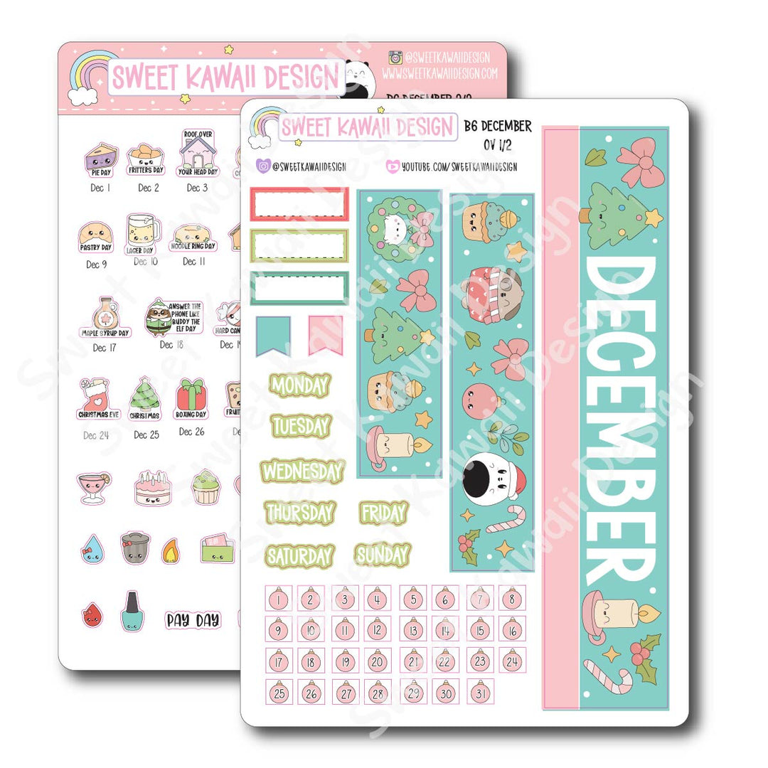 December 2025 Monthly Overview Stickers - B6 (Aura Estelle/Annie Plans)