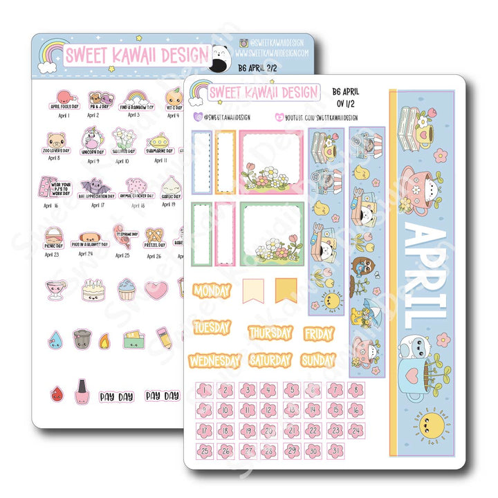April 2026 Monthly Overview Stickers - B6 (Aura Estelle)