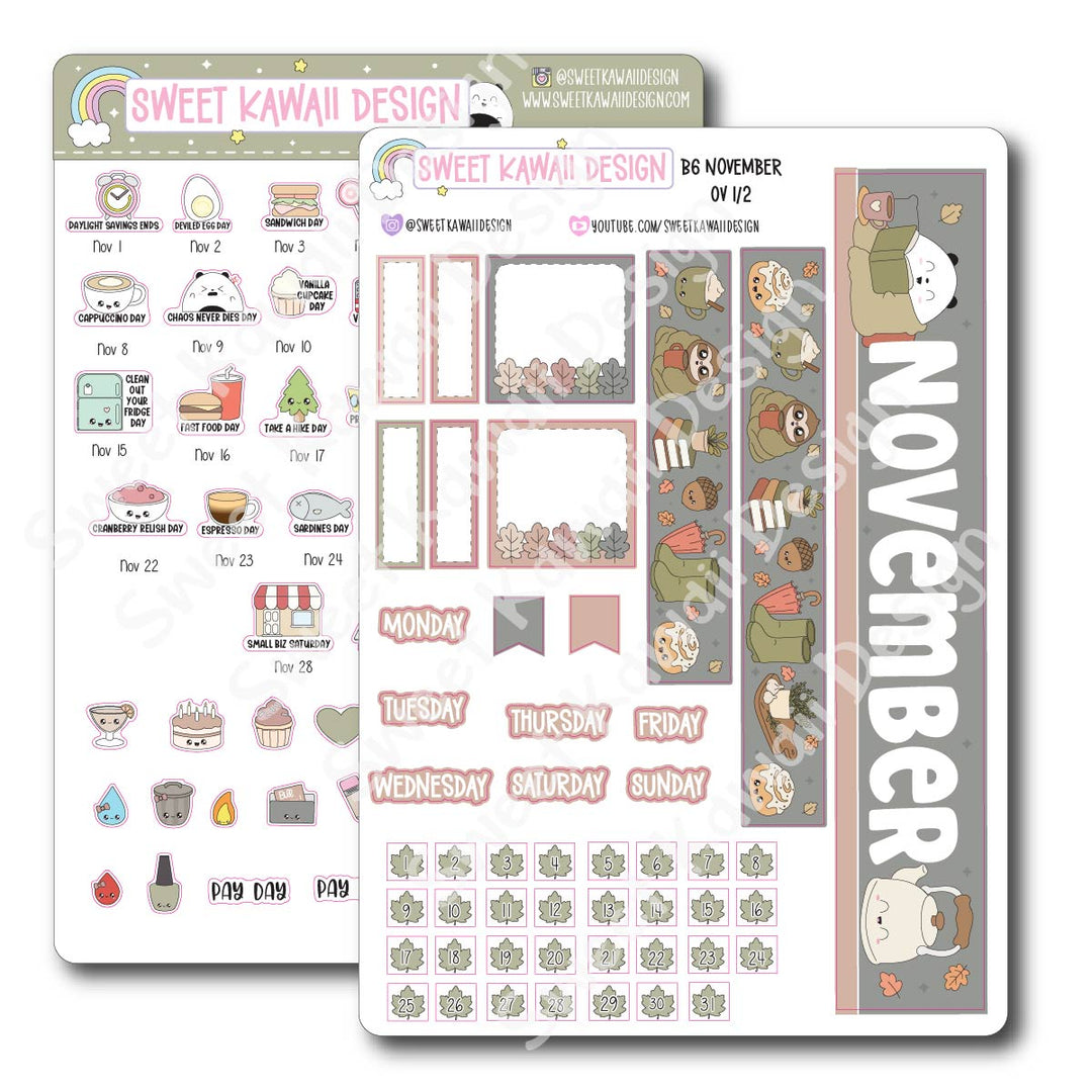 November 2026 Monthly Overview Stickers - B6 (Aura Estelle)