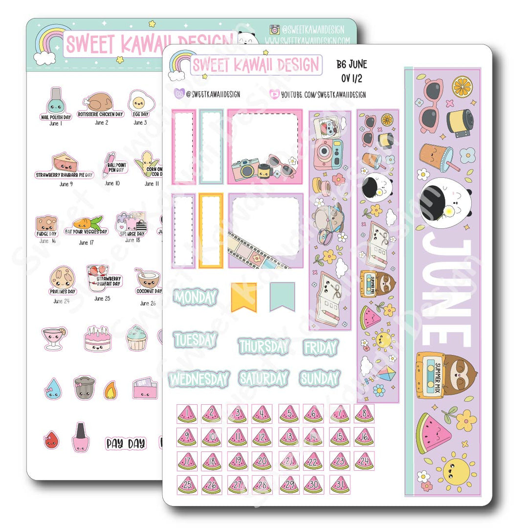 June 2026 Monthly Overview Stickers - B6 (Aura Estelle)
