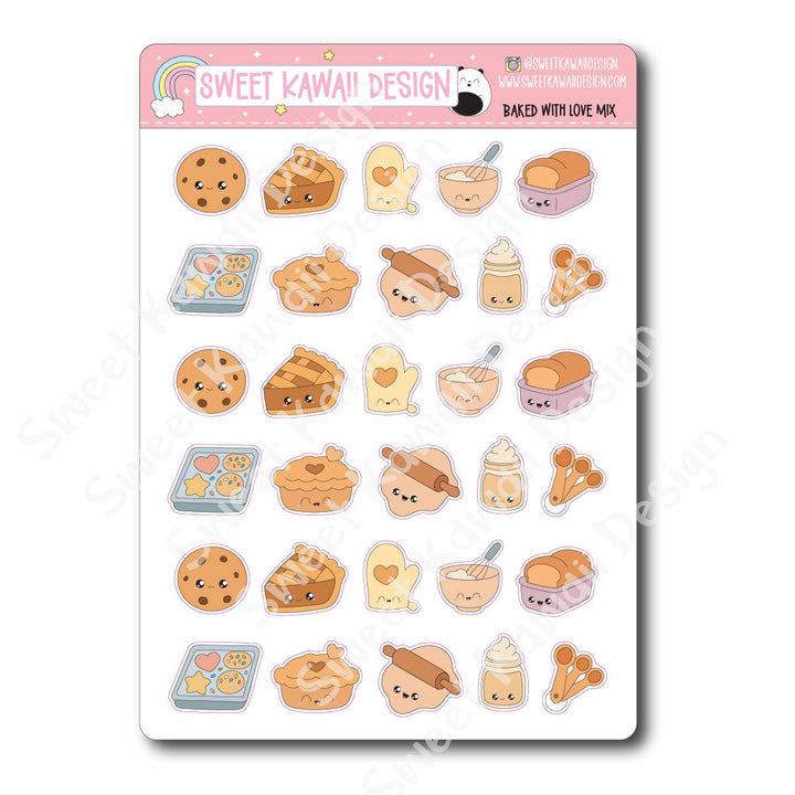 Kawaii Baked with Love Stickers - Mix