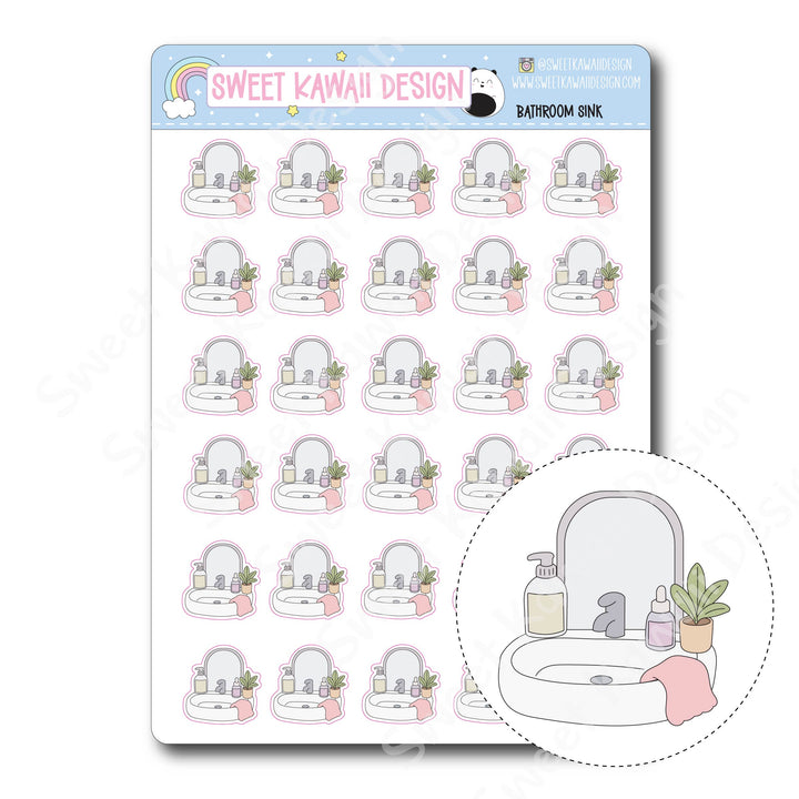 Kawaii Bathroom Sink Stickers