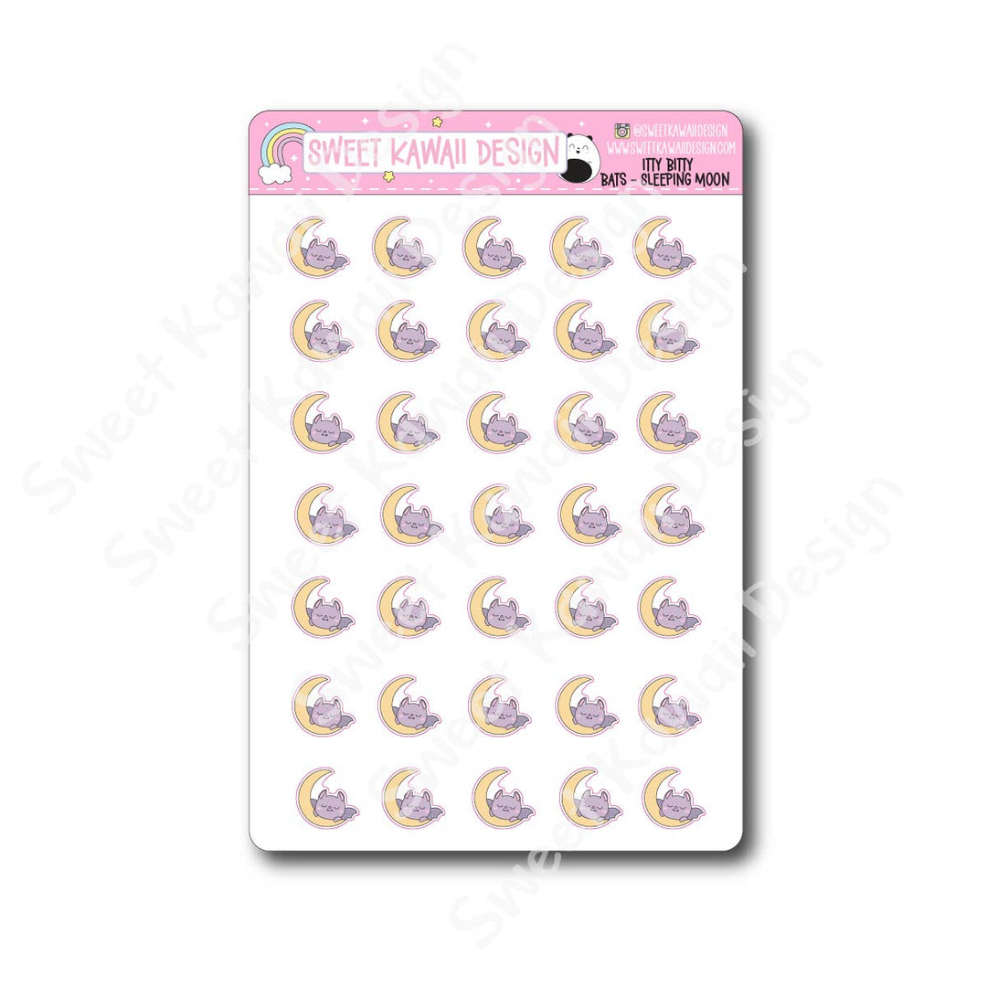 Kawaii Bat Stickers  - Sleeping Moon