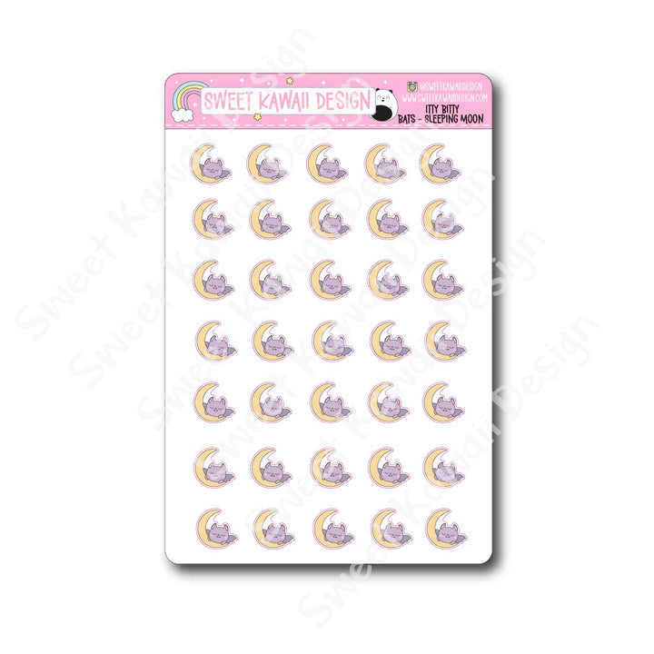 Kawaii Bat Stickers  - Sleeping Moon
