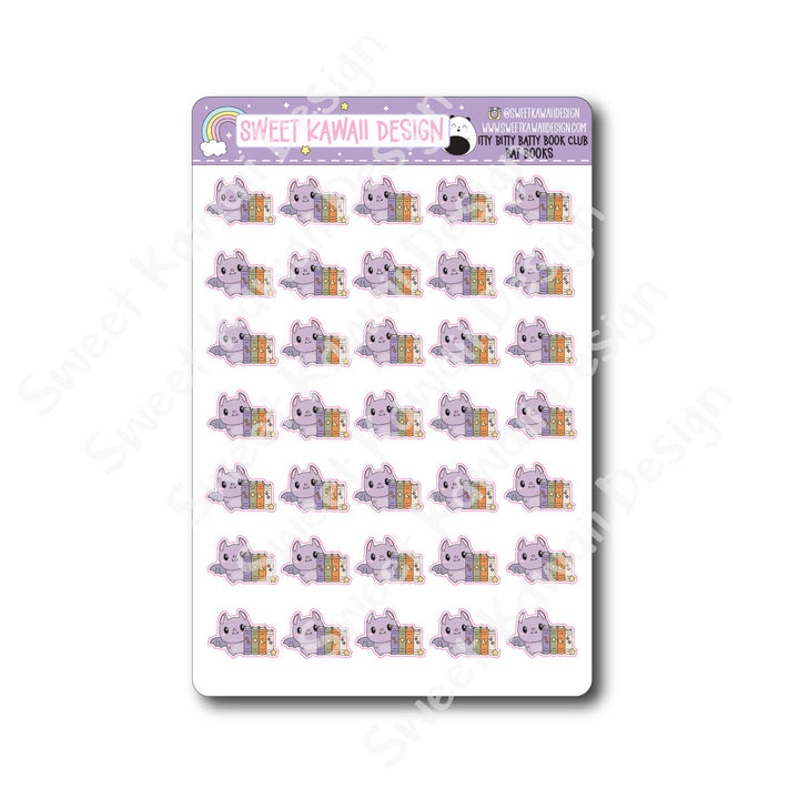 Kawaii Batty Book Club Stickers - Bat Books