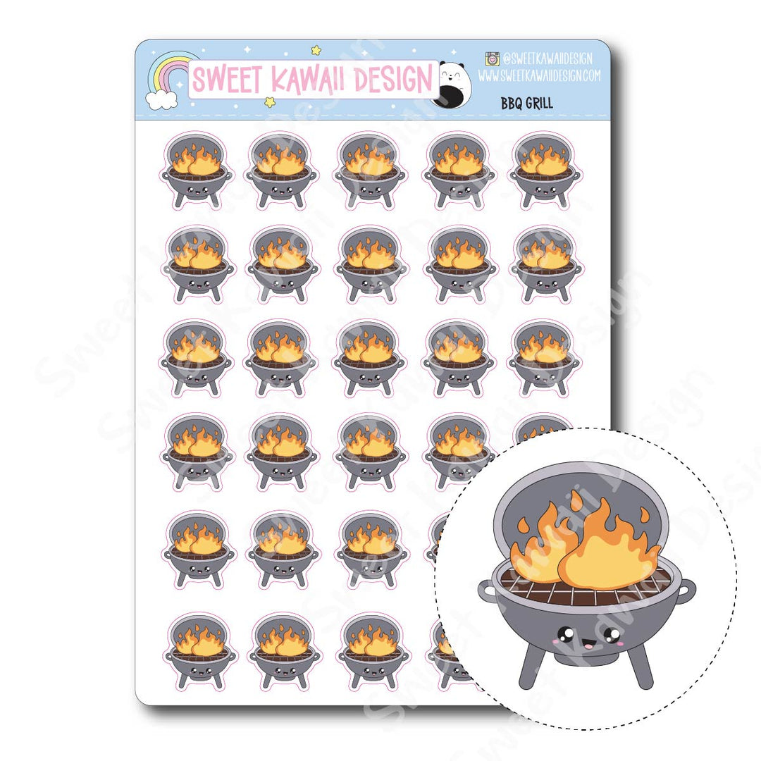 Kawaii BBQ Grill Stickers