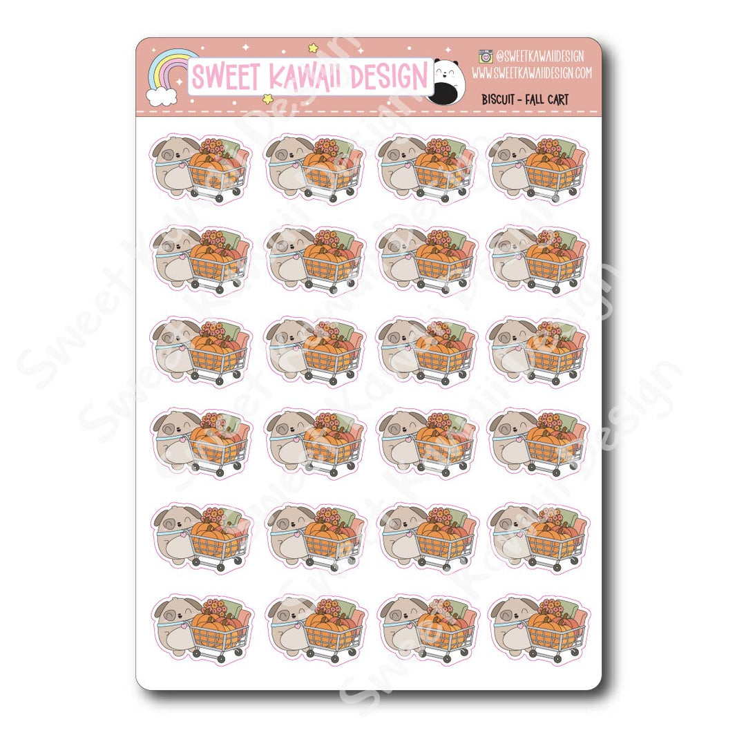 Kawaii Biscuit Stickers - Fall Cart