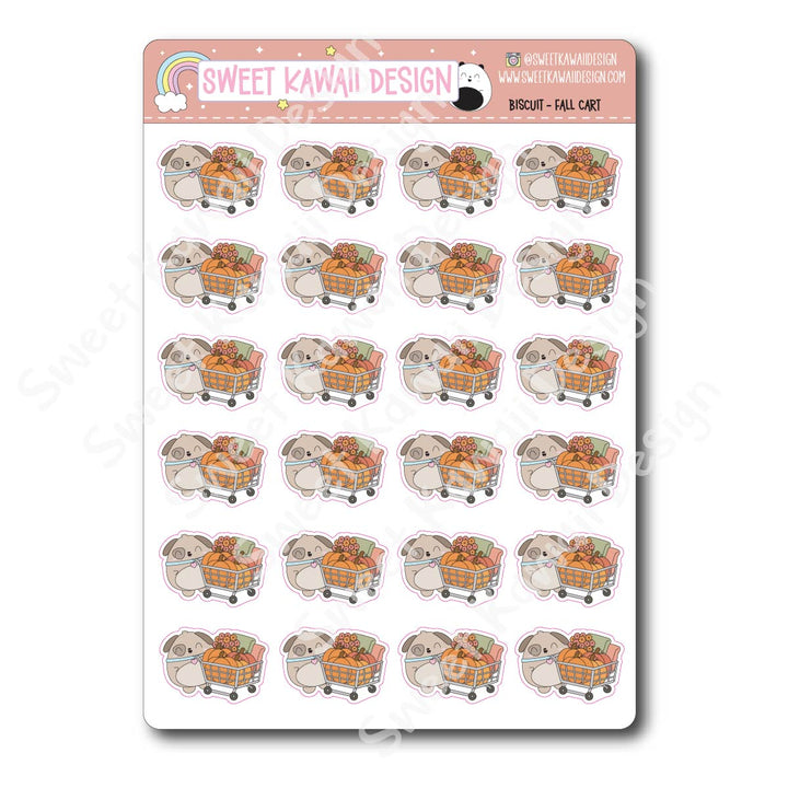 Kawaii Biscuit Stickers - Fall Cart