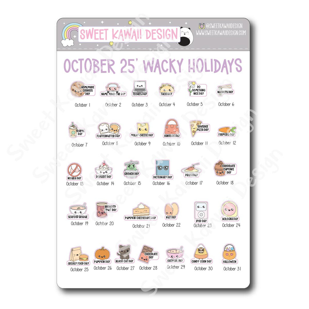 Itty Bitty Kawaii Celebrate the Day Stickers - October 2025