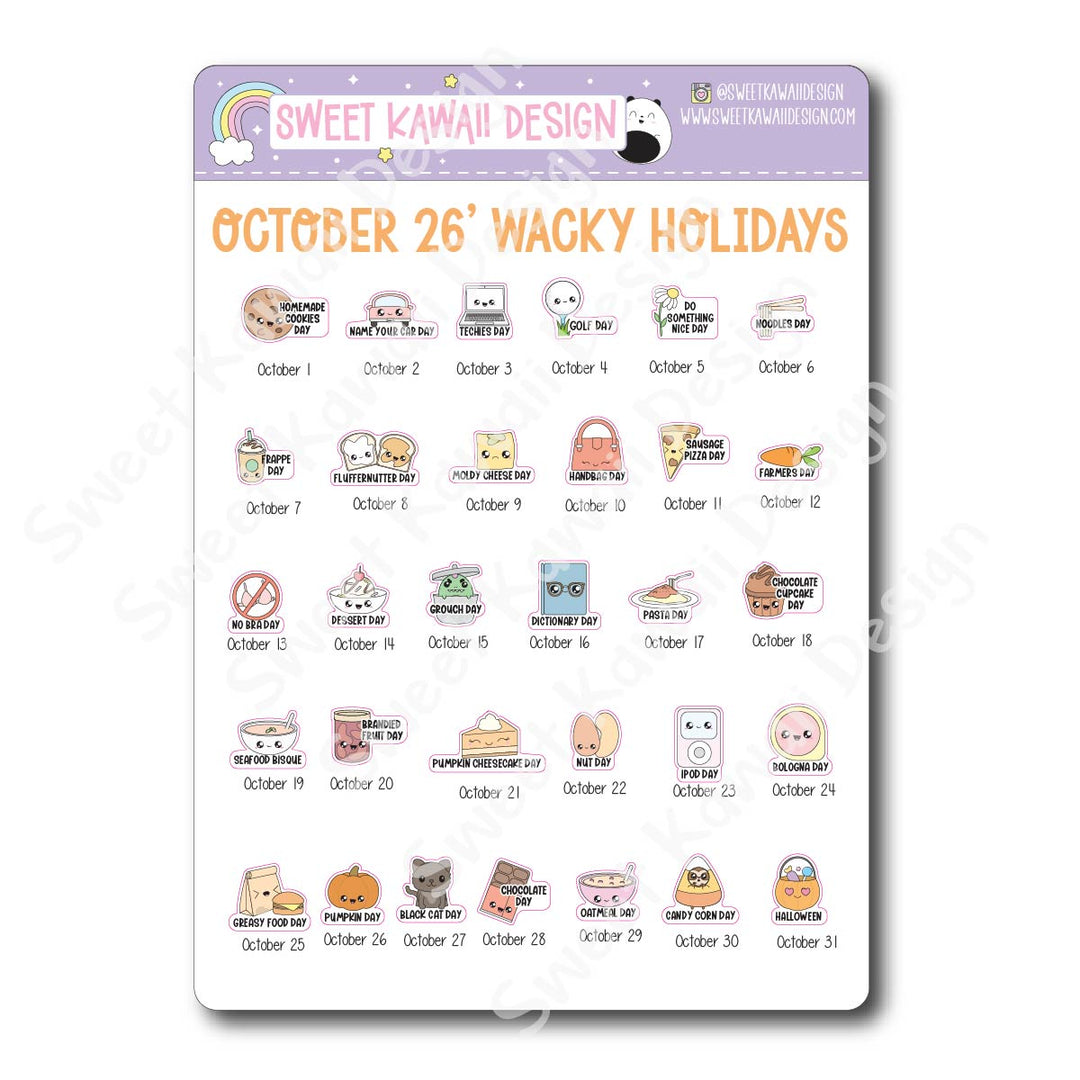 Itty Bitty Kawaii Celebrate the Day Stickers - October 2026
