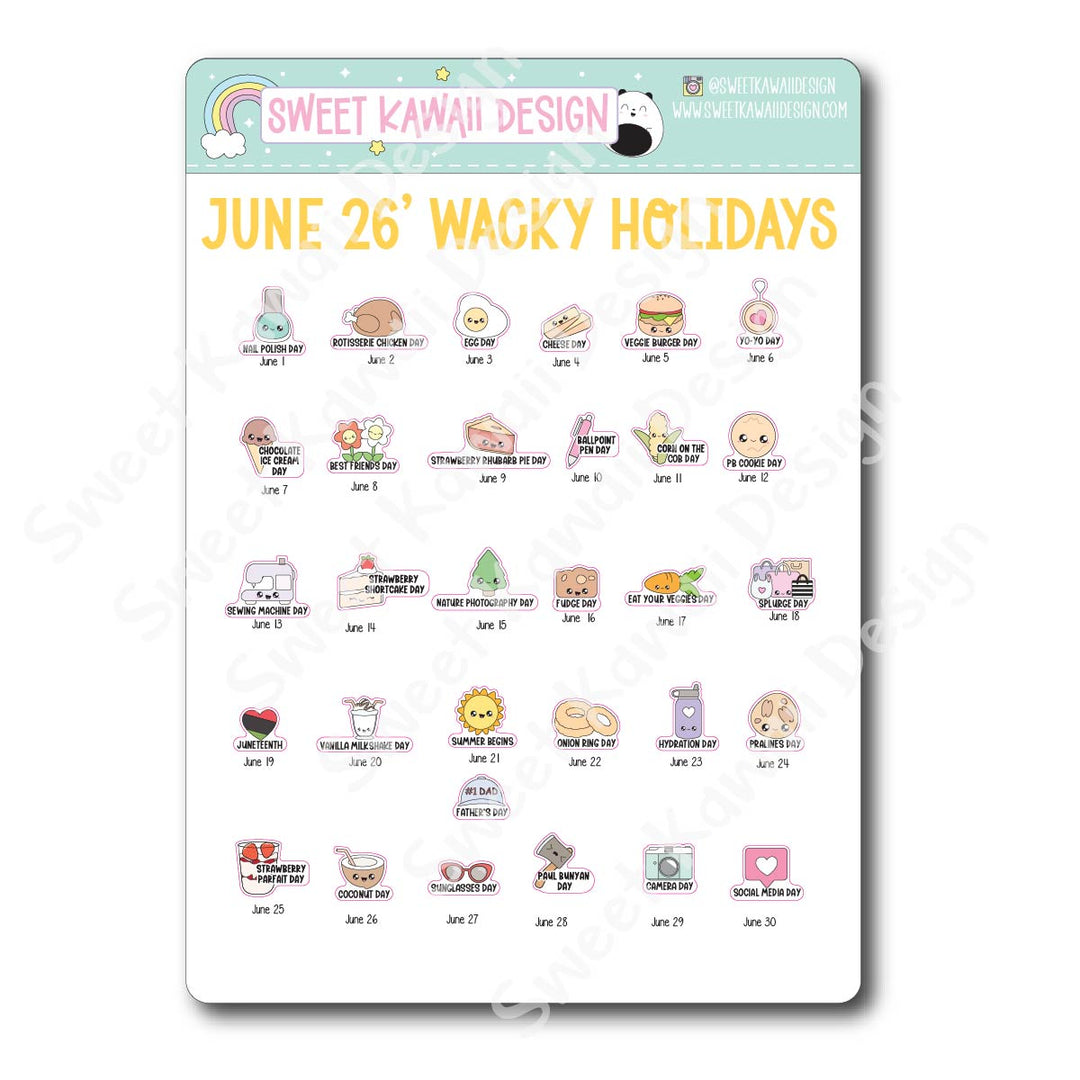 Itty Bitty Kawaii Celebrate the Day Stickers - June 2026
