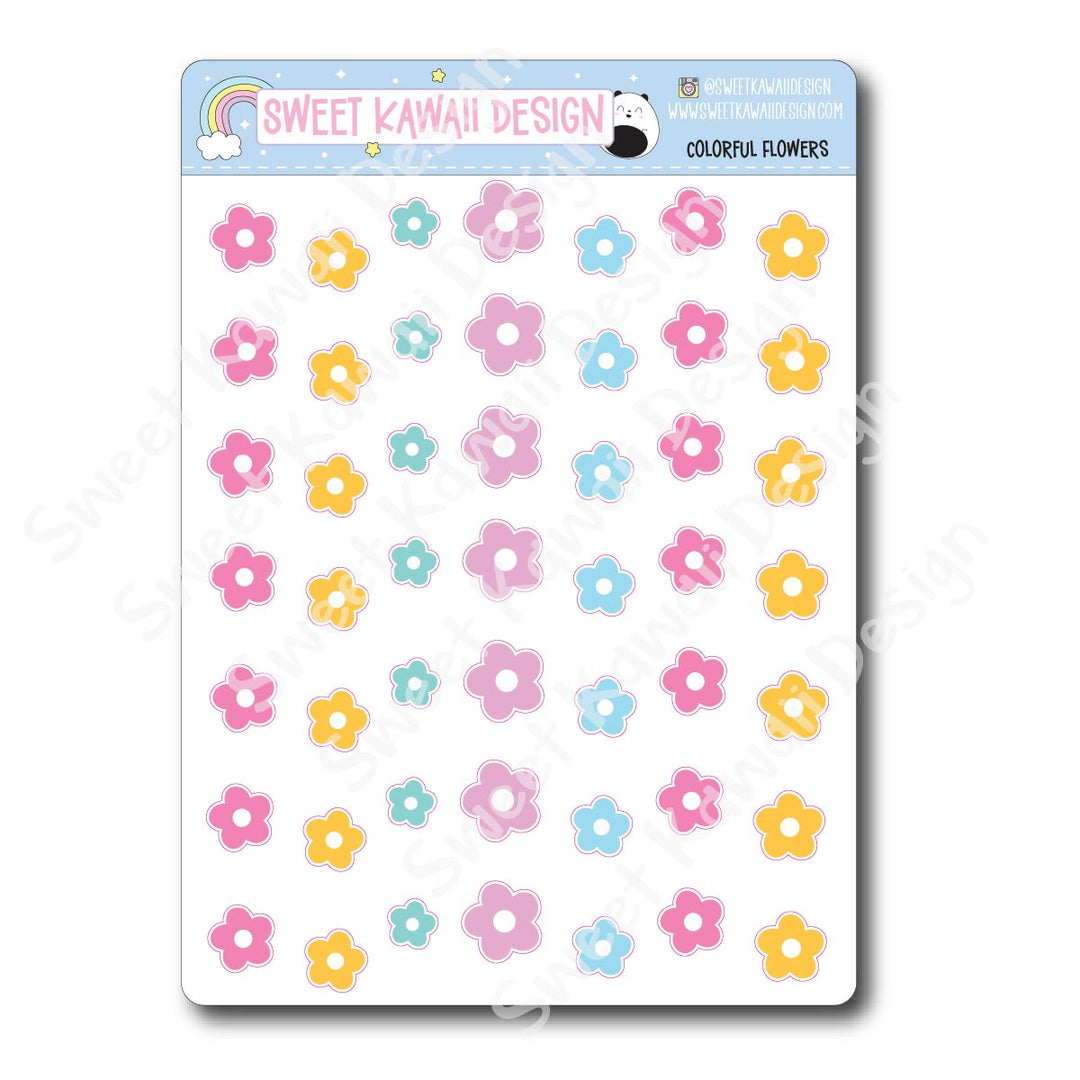Kawaii Colorful Flower Stickers