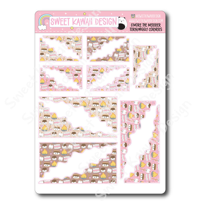 Kawaii Torn / Wiggly Corner Stickers - S'more the Merrier