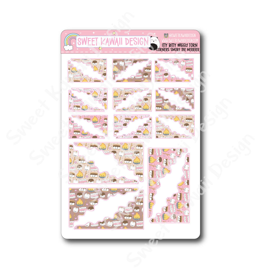 Kawaii Torn / Wiggly Corner Stickers - S'more the Merrier