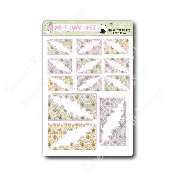Kawaii Torn / Wiggly Corner Stickers - Homebody Era