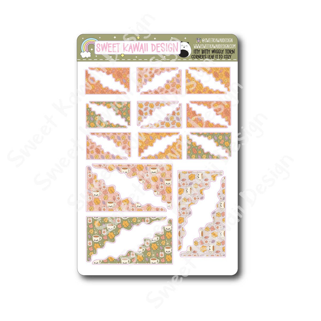 Kawaii Torn / Wiggly Corner Stickers - Leaf it to Cozy