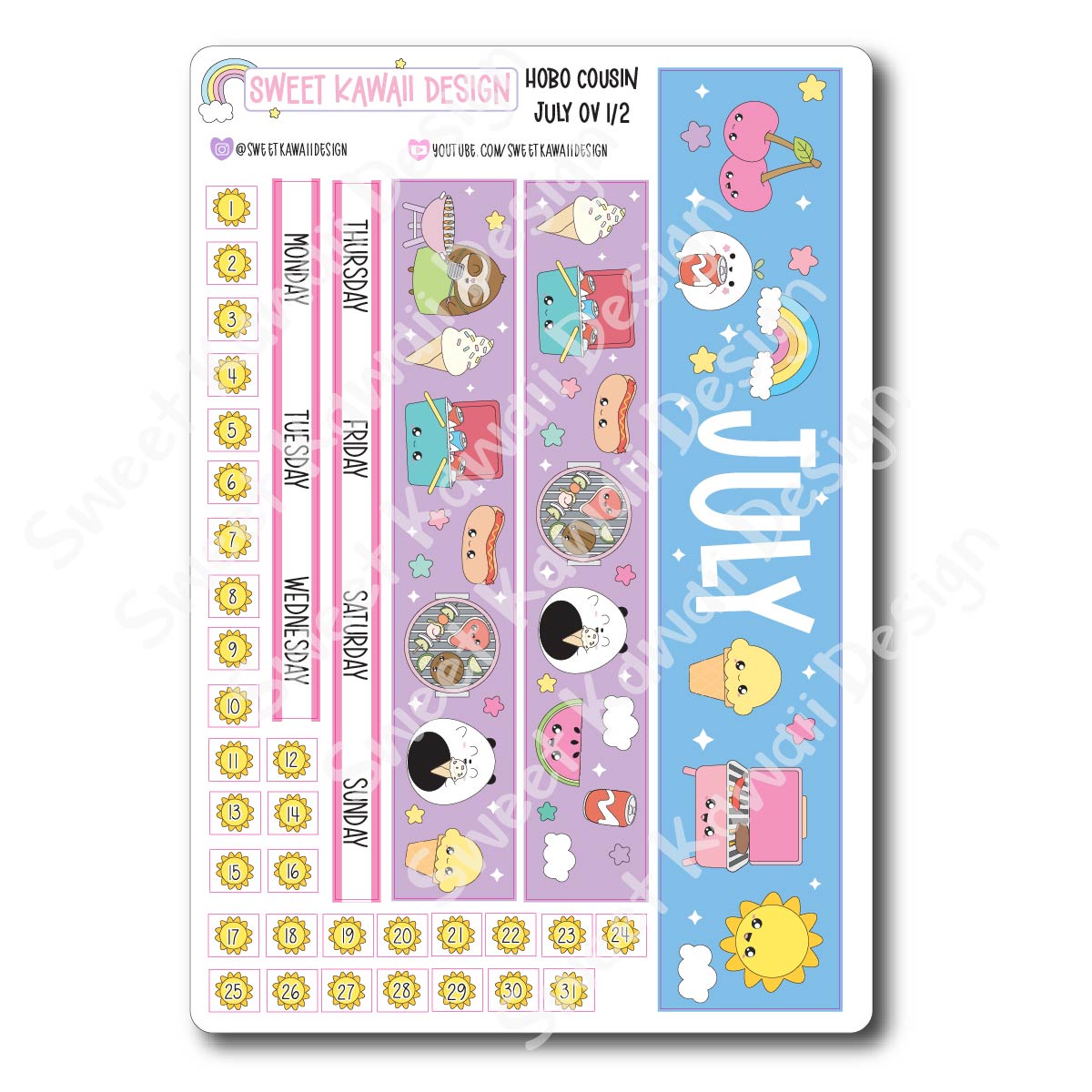 July 2024 Monthly Overview Stickers - Hobo COUSIN