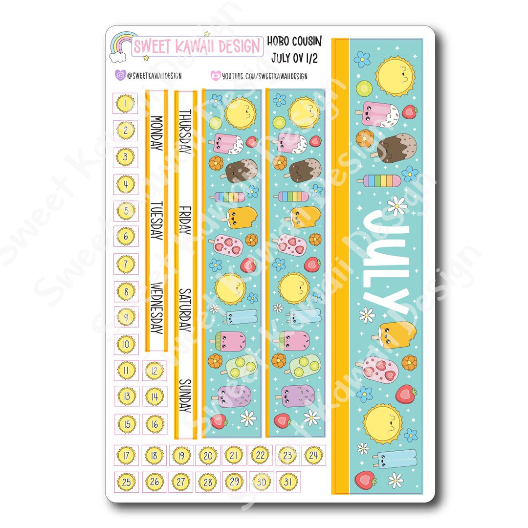 July 2025 Monthly Overview Stickers - Hobo COUSIN
