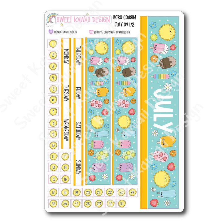 July 2025 Monthly Overview Stickers - Hobo COUSIN