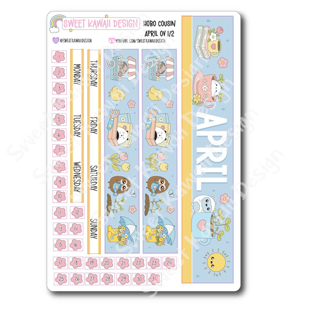 April 2026 Monthly Overview Stickers - Hobo COUSIN