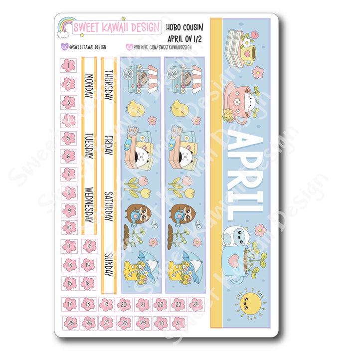 April 2026 Monthly Overview Stickers - Hobo COUSIN