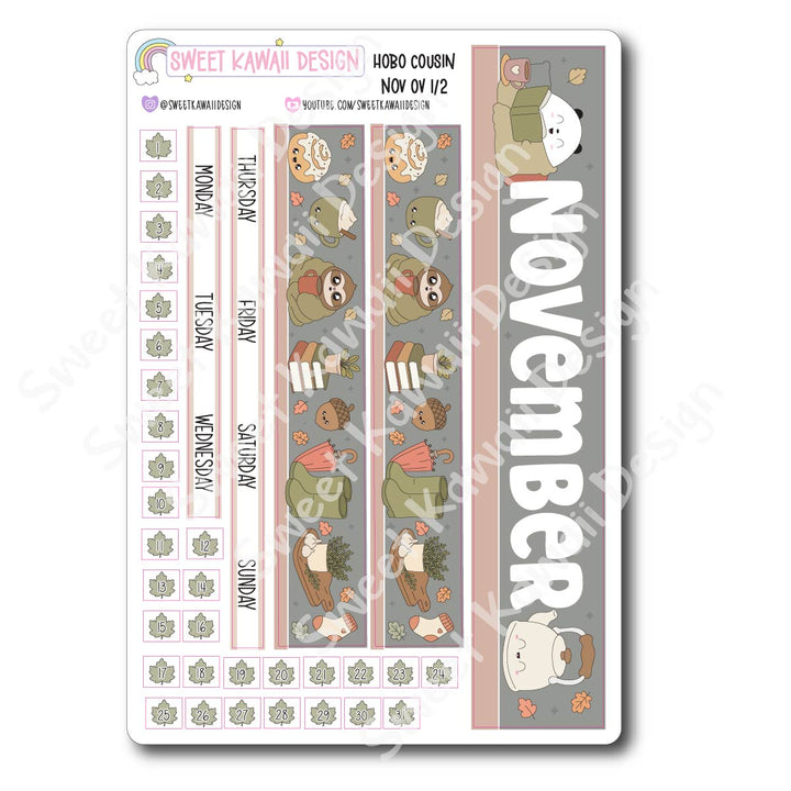 November 2026 Monthly Overview Stickers - Hobo COUSIN