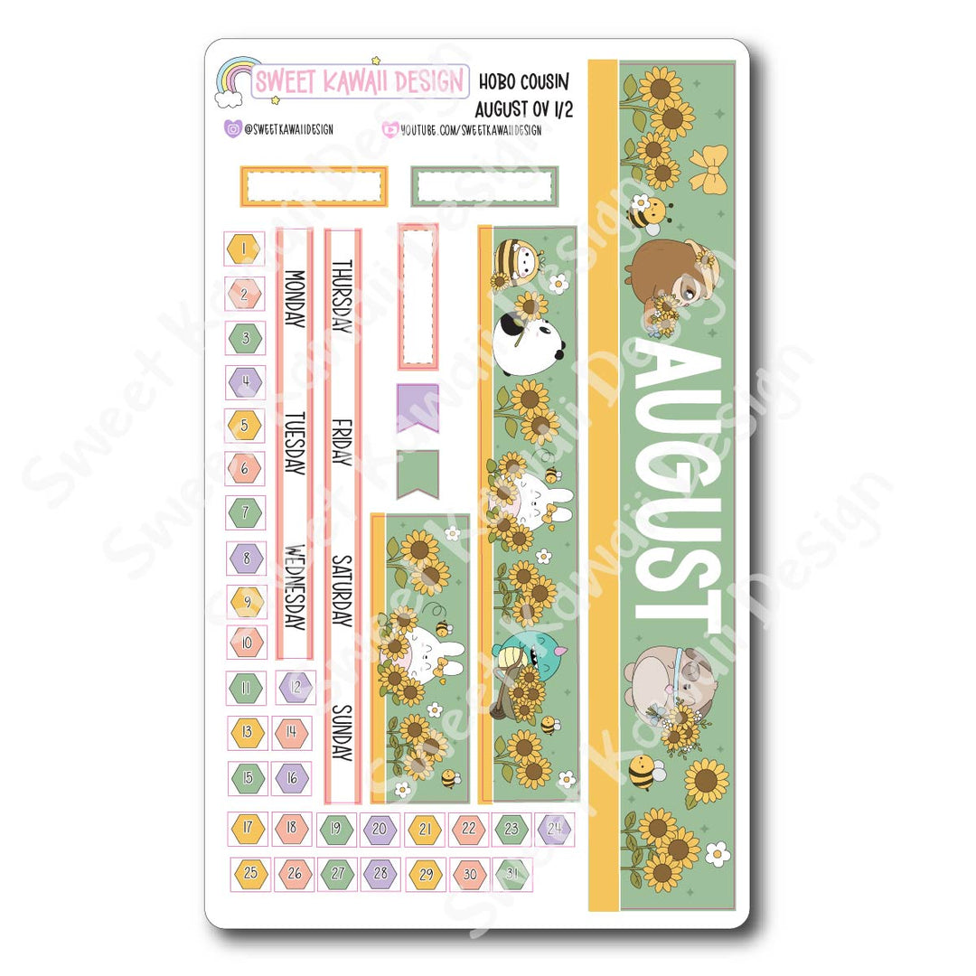 August 2026 Monthly Overview Stickers - Hobo COUSIN