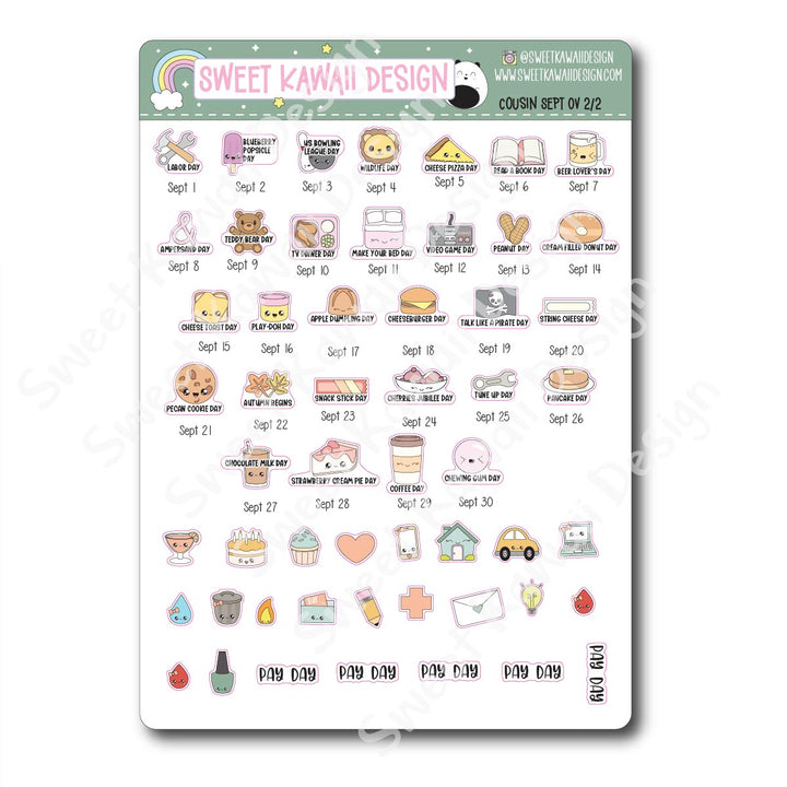 September 2025 Monthly Overview Stickers - Hobo COUSIN
