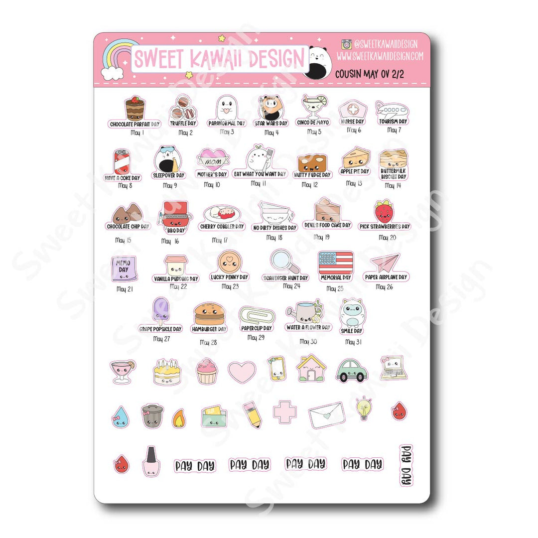 May 2026 Monthly Overview Stickers - Hobo COUSIN