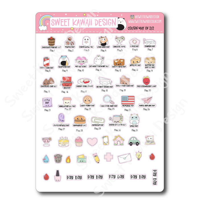 May 2026 Monthly Overview Stickers - Hobo COUSIN