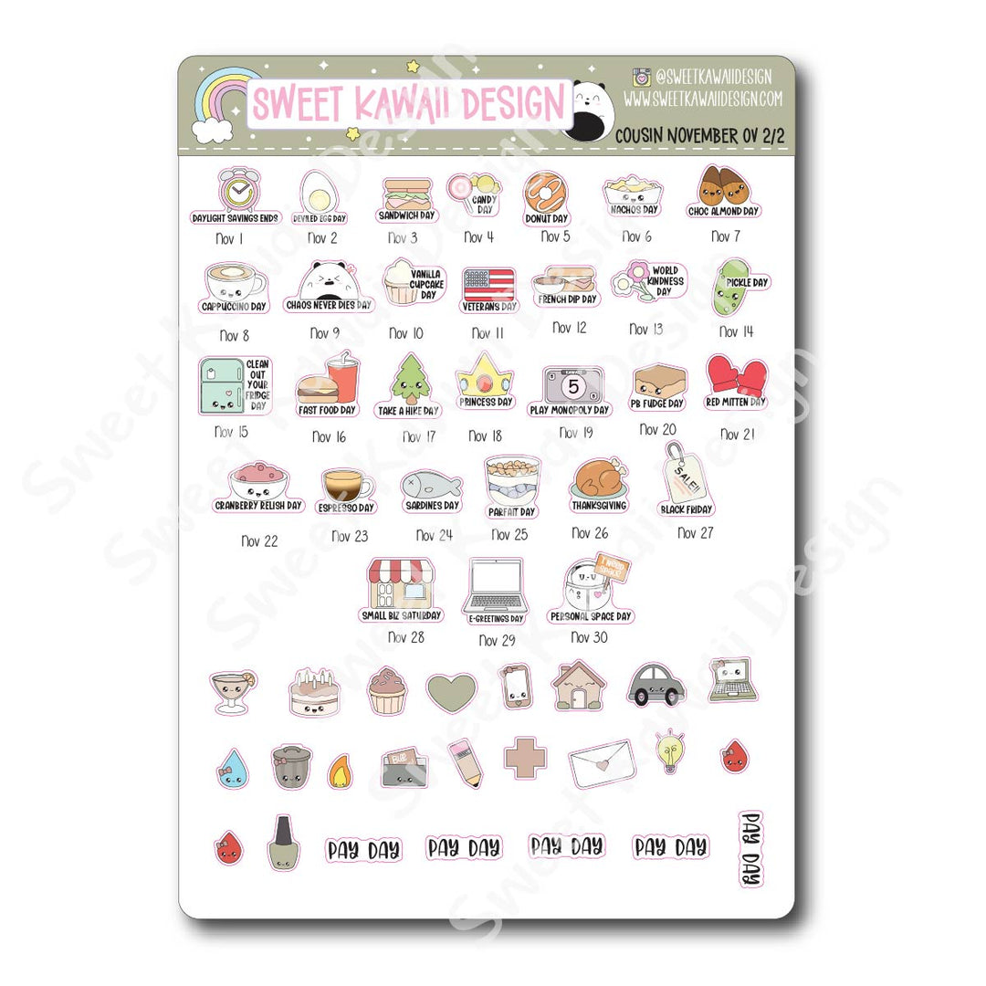 November 2026 Monthly Overview Stickers - Hobo COUSIN