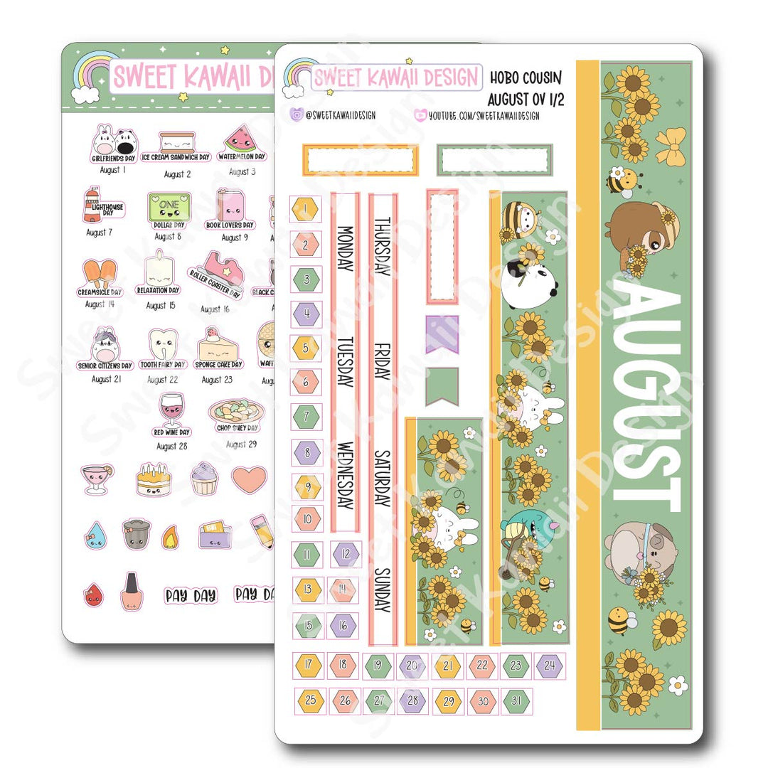 August 2026 Monthly Overview Stickers - Hobo COUSIN