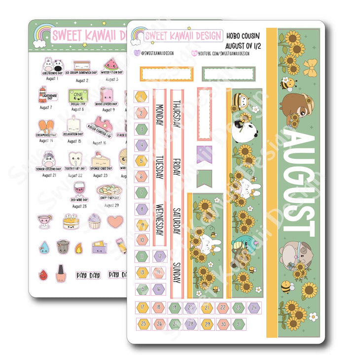 August 2026 Monthly Overview Stickers - Hobo COUSIN