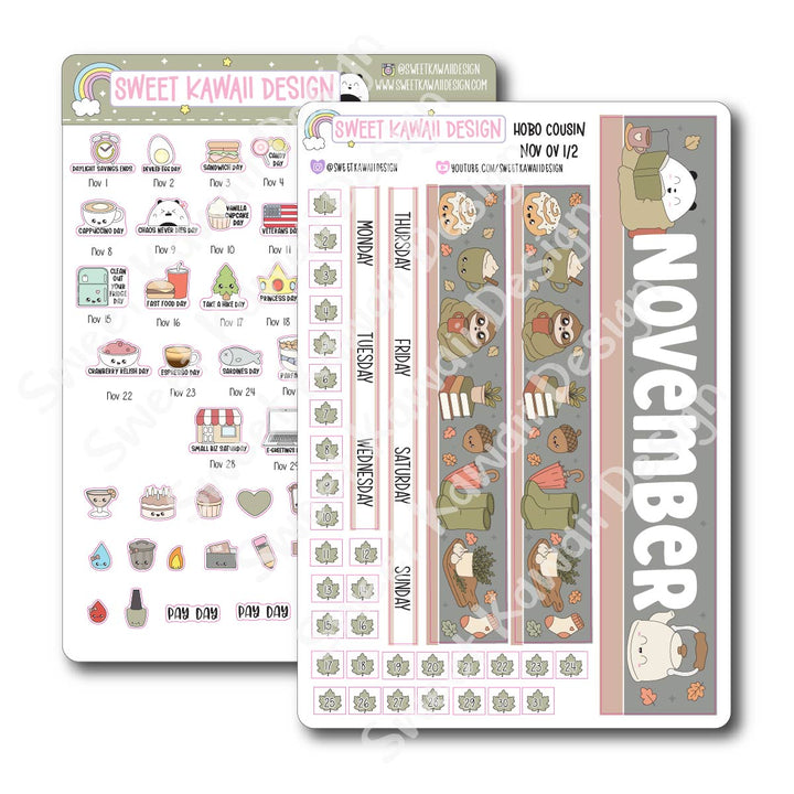 November 2026 Monthly Overview Stickers - Hobo COUSIN