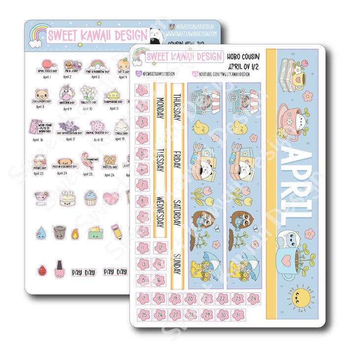 April 2026 Monthly Overview Stickers - Hobo COUSIN