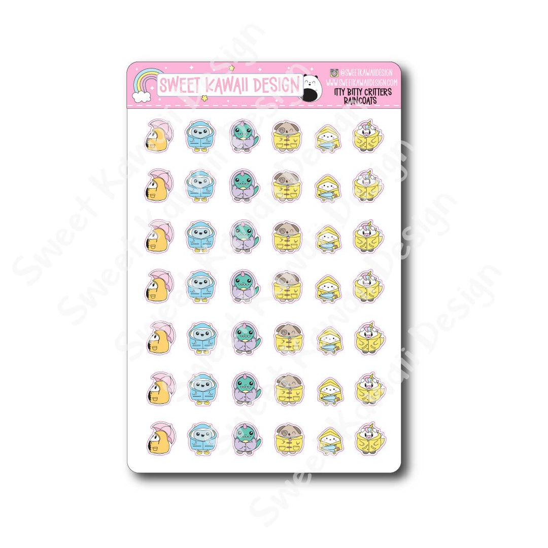 Kawaii Critter Stickers - Raincoats
