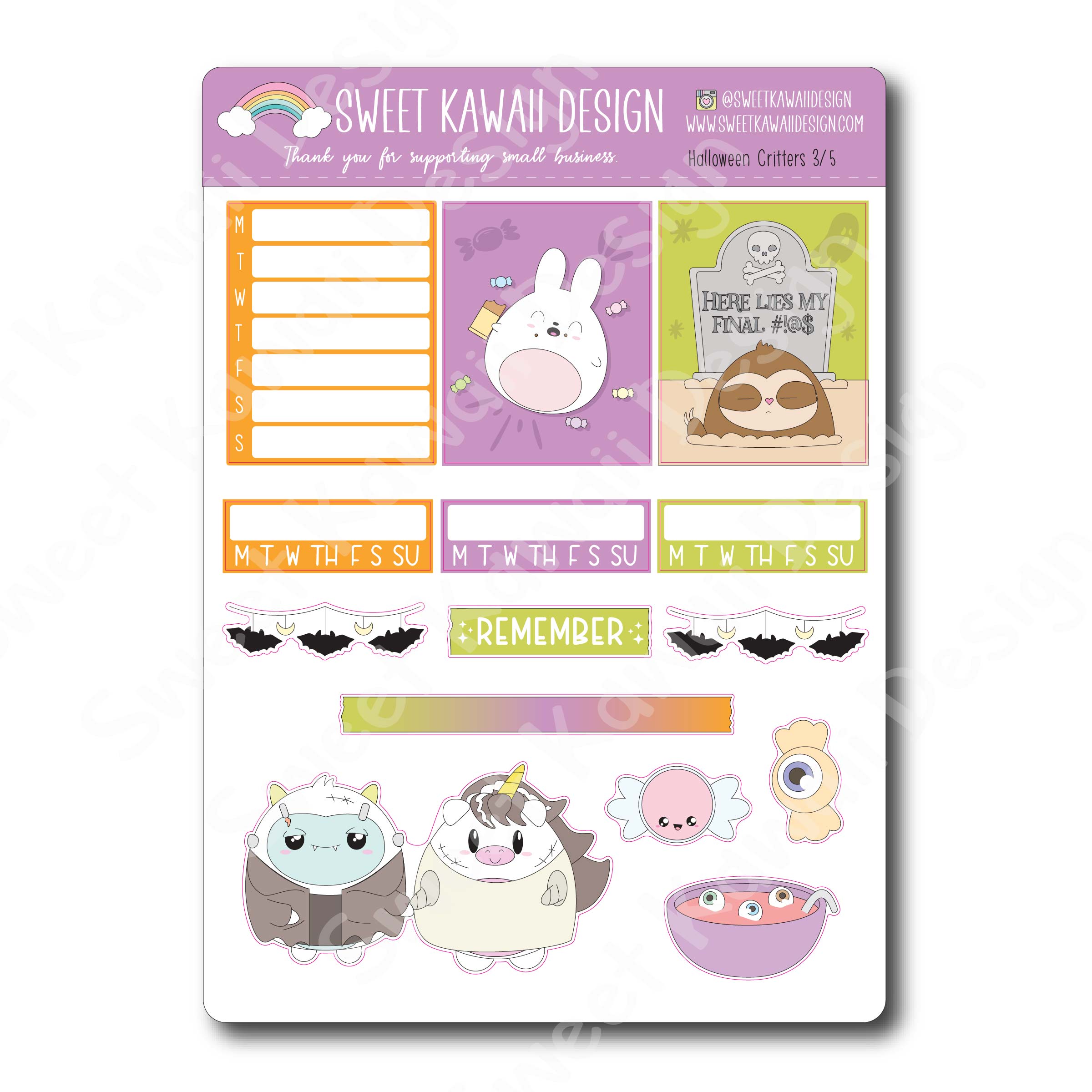 Weekly Kit  - Halloween Critters - SIZE OPTIONS AVAILABLE