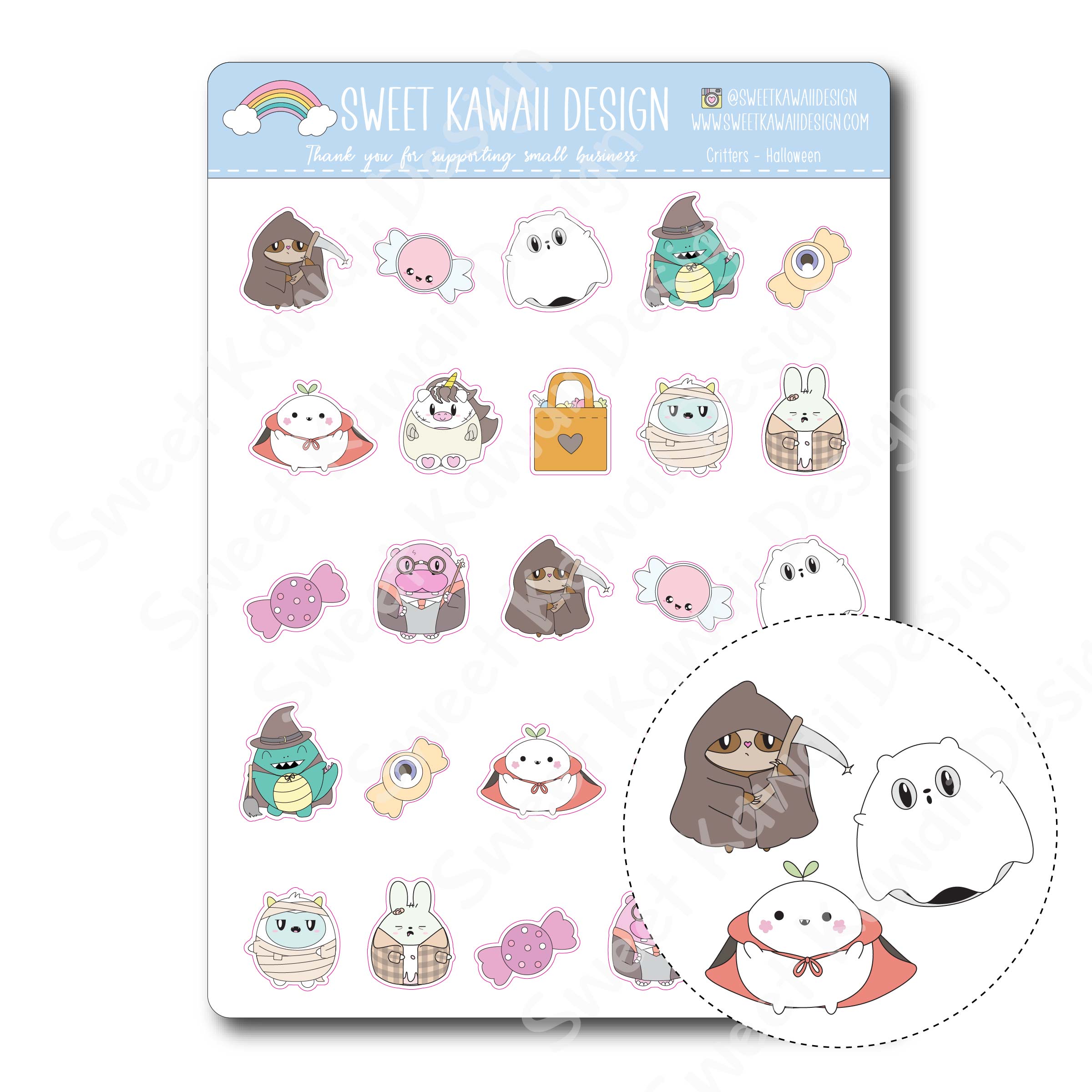 Kawaii Critter Stickers - Halloween