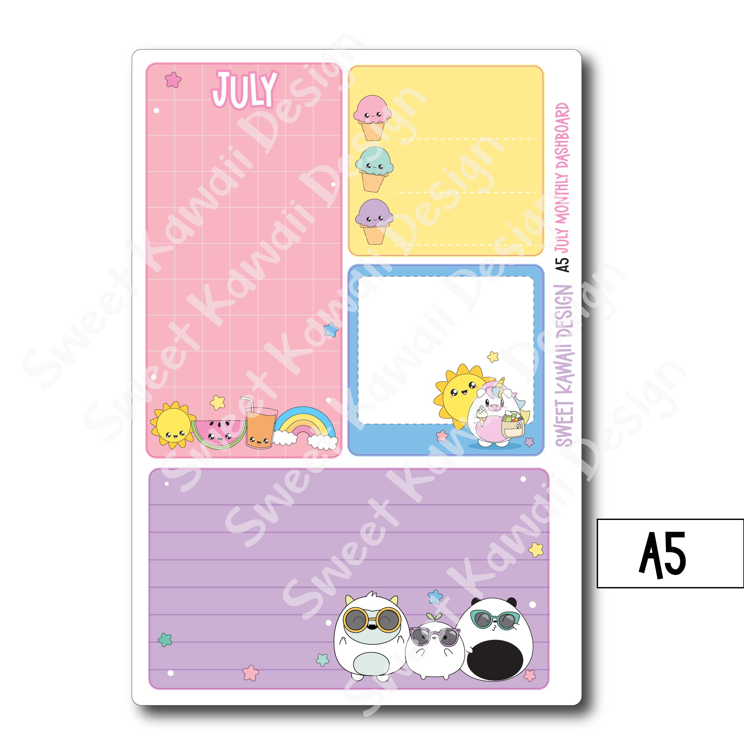 Kawaii Monthly Dashboard - July - Sizes Available