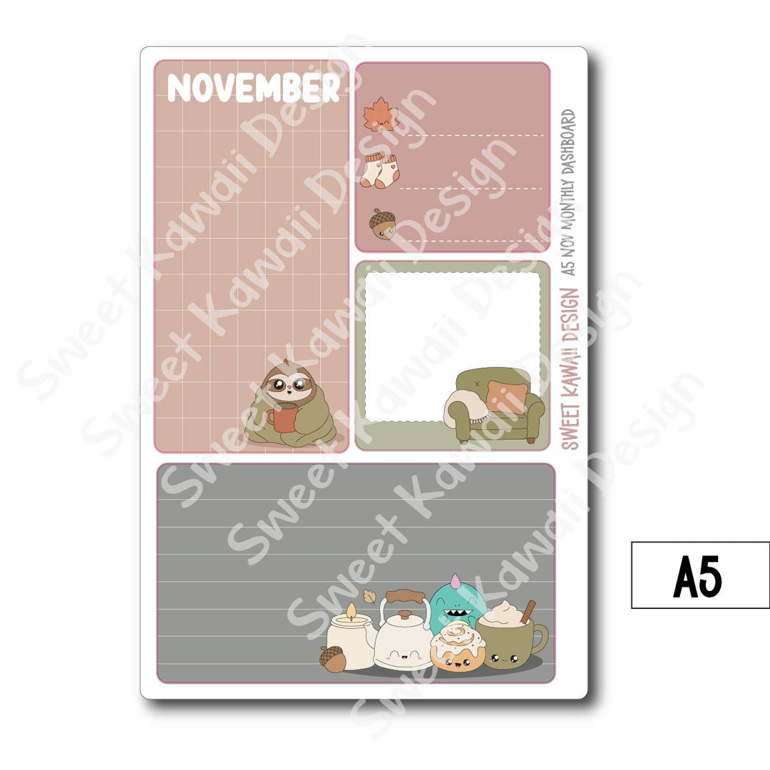 Kawaii Monthly Dashboard - November - Sizes Available